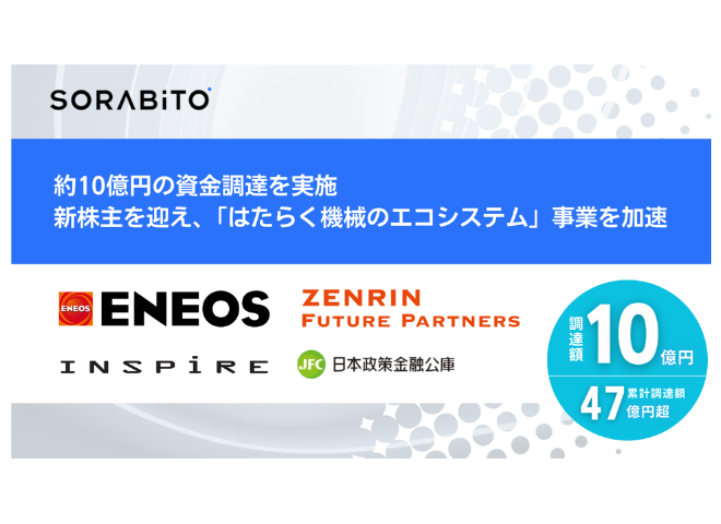 SORABITOが、4社から約10億円の資金調達を実施。新たに株主